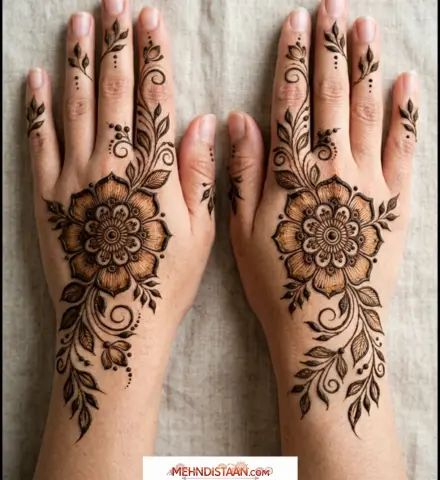 Arabic Back Hand Mehndi Design