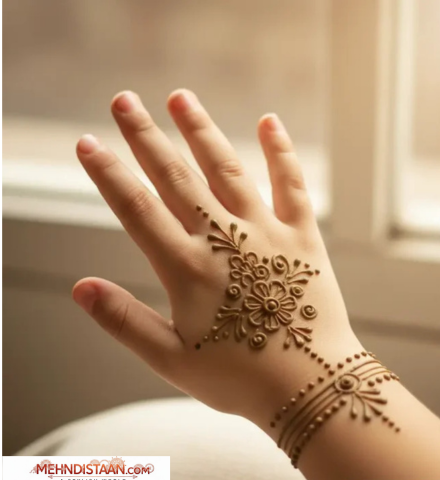 Cute Mehndi Design for Kids Back Hand