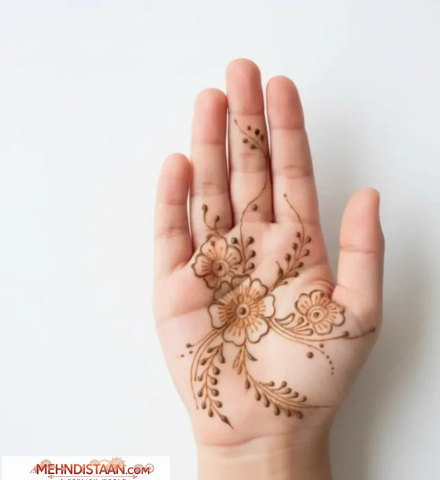 Cute Mehndi Design for Kids Front Hand