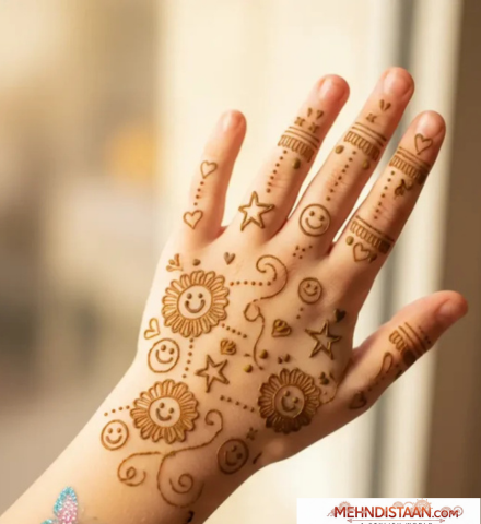 Cute Mehndi Design for Kids Full Hand