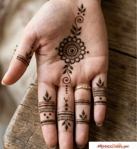 Finger Mehndi Design Front Hand Simple