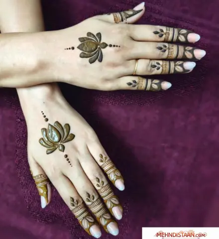 Lotus Mehndi Design Front Hand