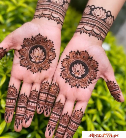 Royal Front Hand Mehndi Design for Engagement Ceremonies