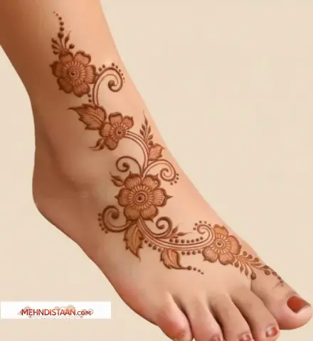 stylish foot mehndi design