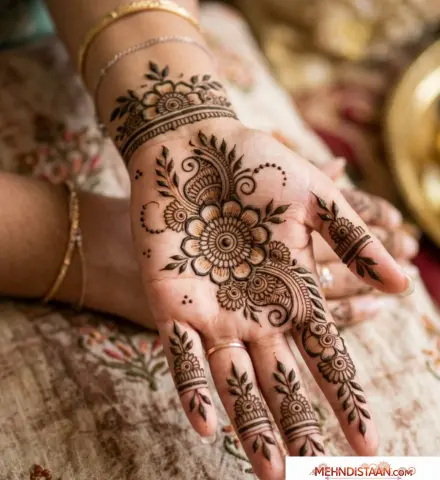 आसान फ्रंट हैंड मेहंदी डिज़ाइन