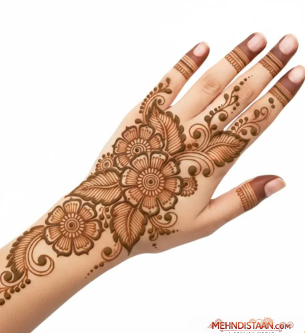 Flower Stylish Back Hand Mehndi Design