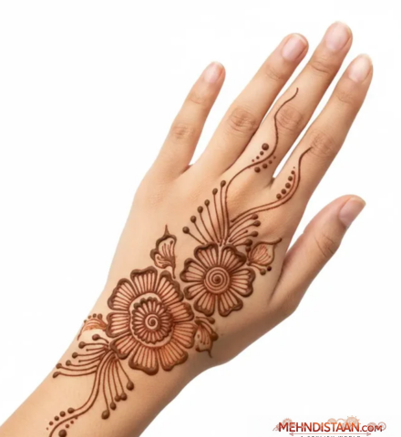 Circle Flower Mehndi Design for Front Hand