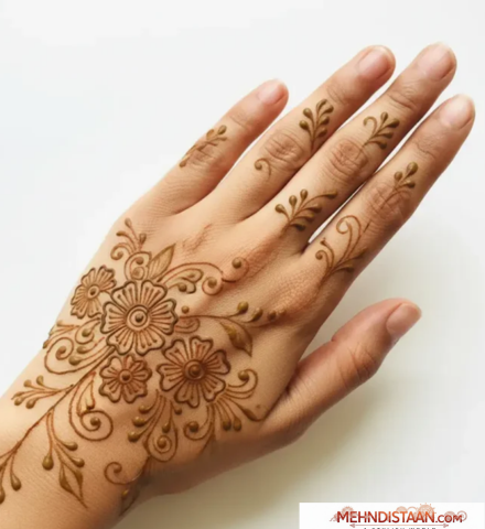 Flower Simple Mehndi Design Front Hand