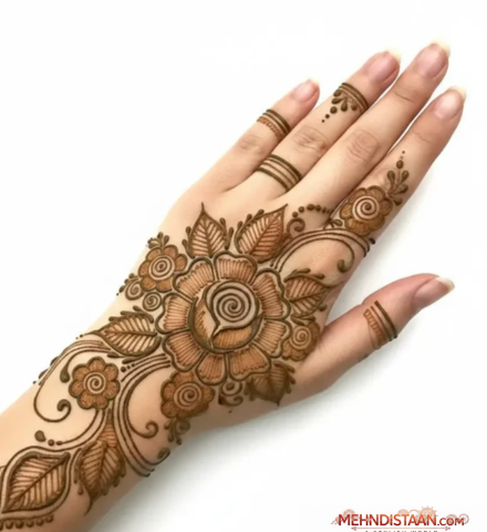 Flower Stylish Back Hand Mehndi Design