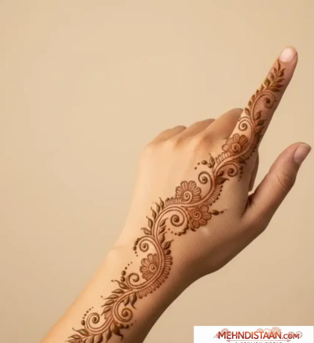 One Side Mehndi Design Back