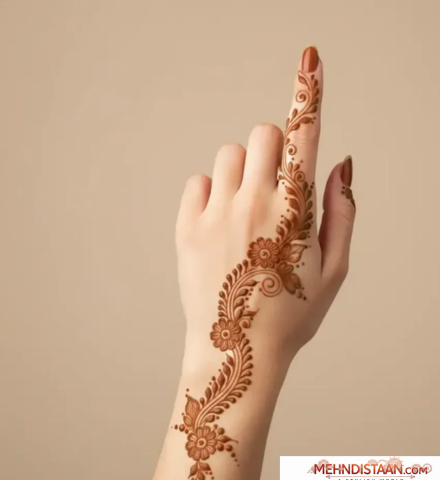 One Side Mehndi Design Front