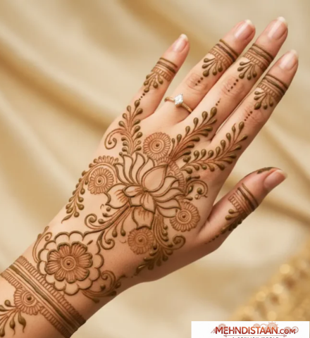 Flower Stylish Back Hand Mehndi Design