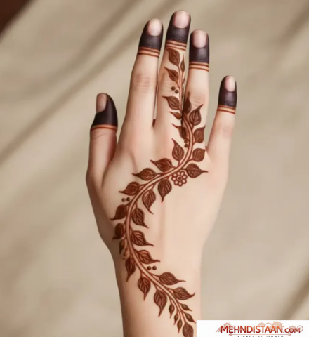 Simple One Side Mehndi Design for Front Hand