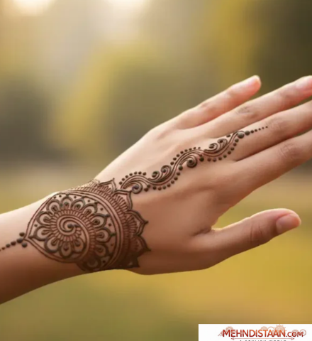 Simple One Side Mehndi Design for Front Hand