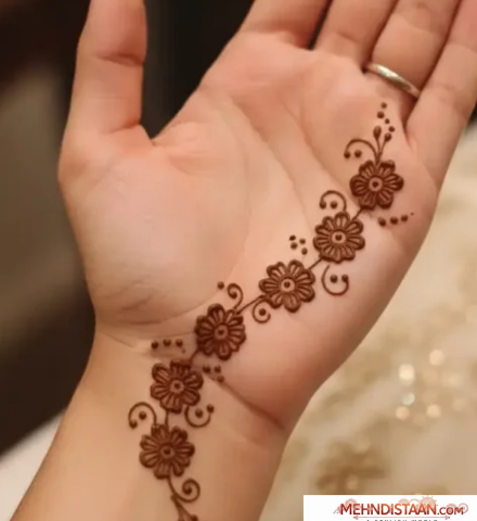 Simple One Side Mehndi Design for Front Hand