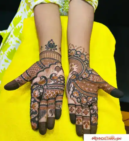 lotus royal peacock mehndi design