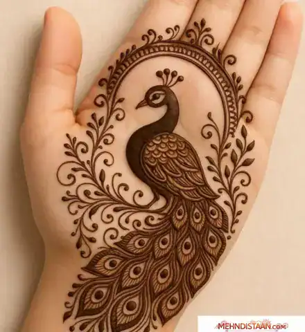 simple peacock mehndi design